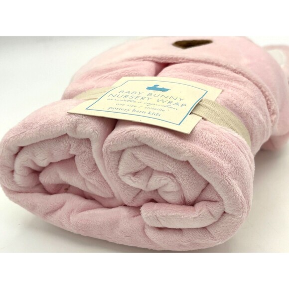 Pottery Barn Kids Baby Bunny‎ Nursery Wrap Hooded Towel Pink Cotton Velour Soft! - Picture 13 of 15